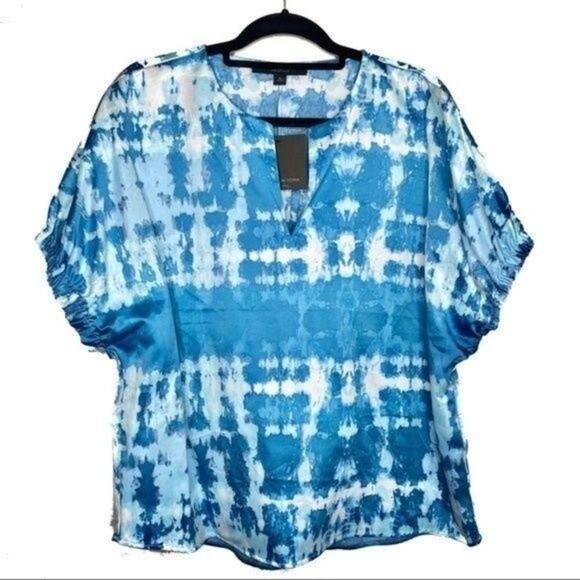 Marc New York NWT Blue and White Tie Dye Blouse Medium - Picture 1 of 7